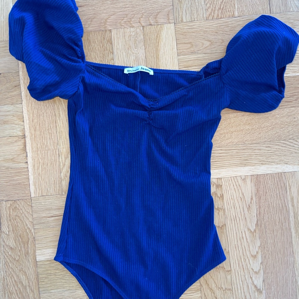 Reformation Blue Bodysuit